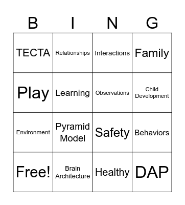 TECTA Bingo Card