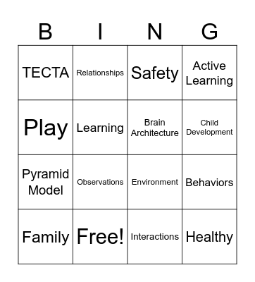 TECTA Bingo Card