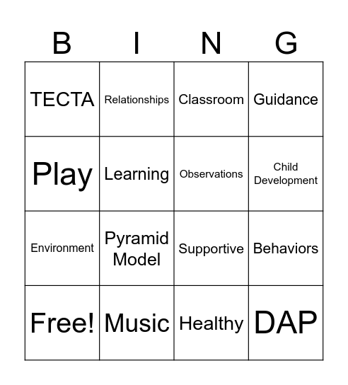 TECTA Bingo Card