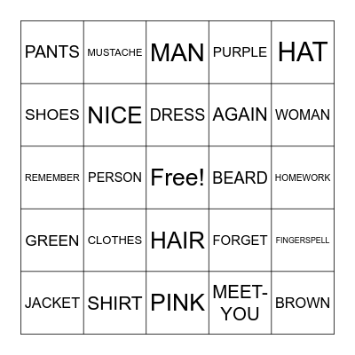 Unit 1 Vocabulary Bingo Card