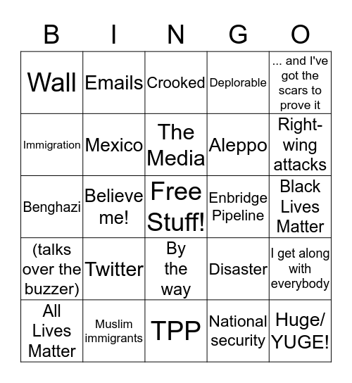 Presidential BS Bingo Card