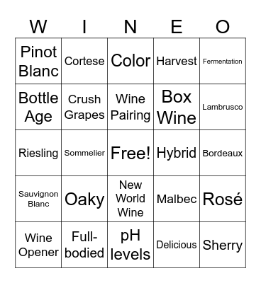 WINEO Bingo Card