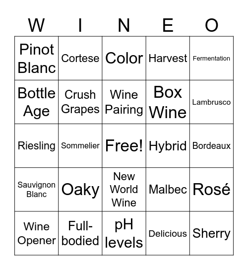 WINEO Bingo Card