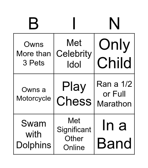 Peas in a Pod Bingo Card