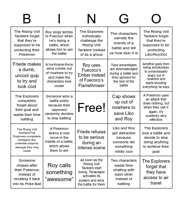 Pokemon Horizons Action Episode Bingo Board Bingo Card