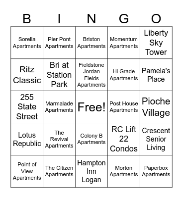 Utah Bingo Card
