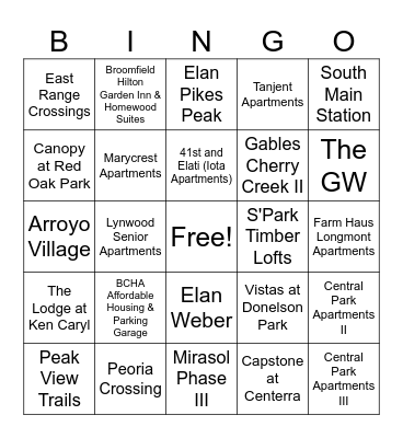 Colorado Bingo Card