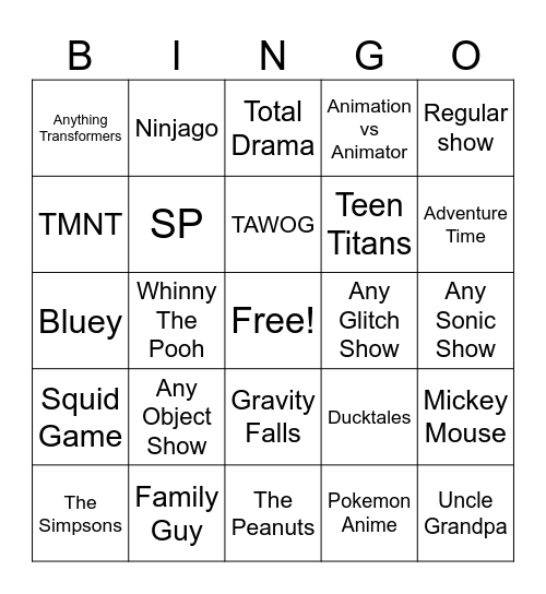 Better Show Bingo Card