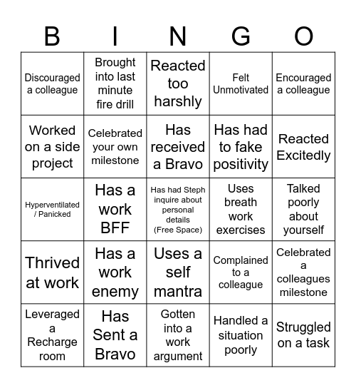 Positivity Bingo Card