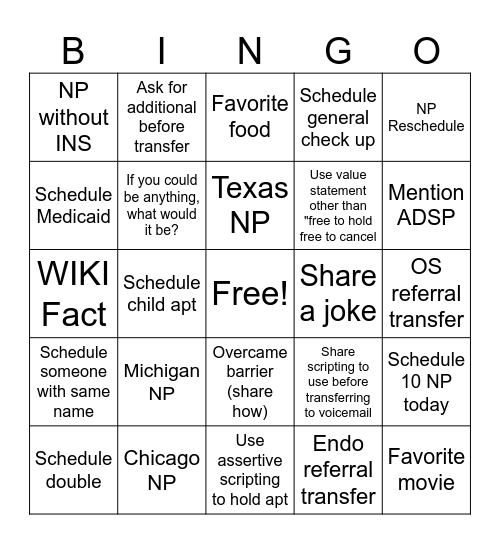 BINGO Card