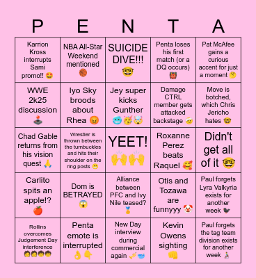 Monday Night RRRROOLLLIIINSSSS Bingo Card