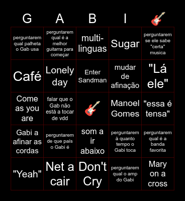 Gabi Live Bingo Card
