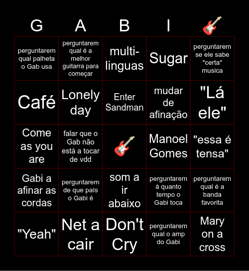 Gabi Live Bingo Card