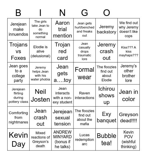 TGR BINGO Card
