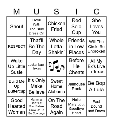 SING-ALONG Bingo Card