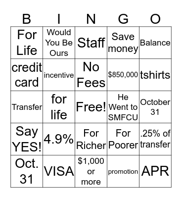 Would You Be Ours For Life Bingo Card