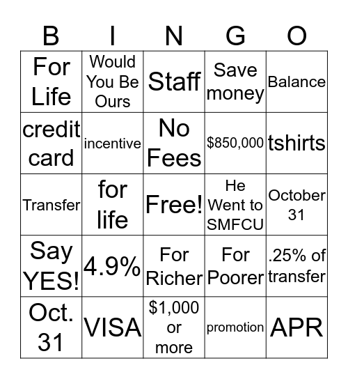 Would You Be Ours For Life Bingo Card
