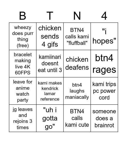 GANG² BINGO Card