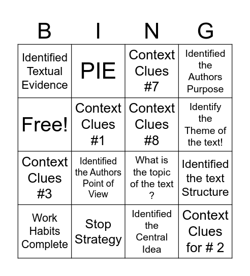 Bi-Weekly Review Bingo Card