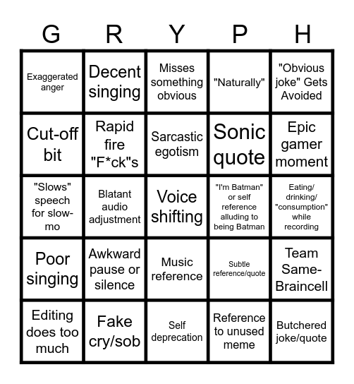 Why did I make this? Bingo Card