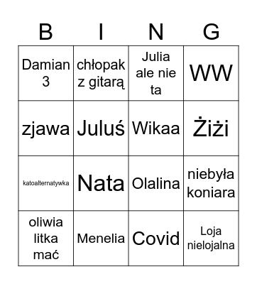 Zaliczenie z C4 Bingo Card