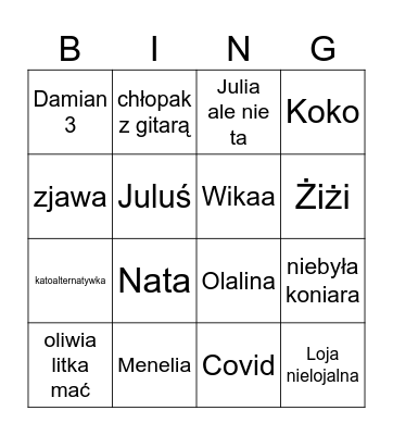 Zaliczenie C4 Bingo Card