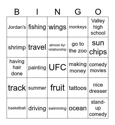 Anthony BINGO! Bingo Card