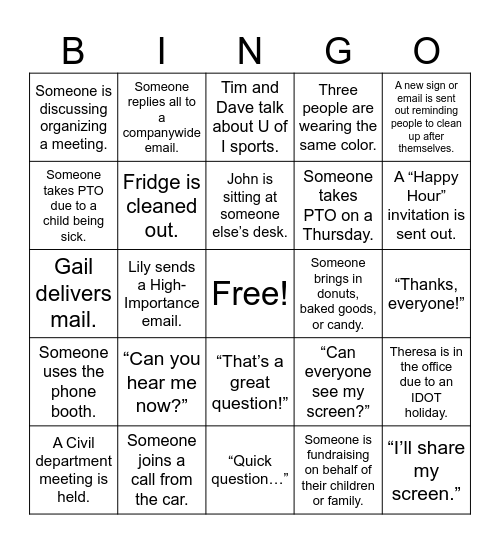 Epstein Bingo Card