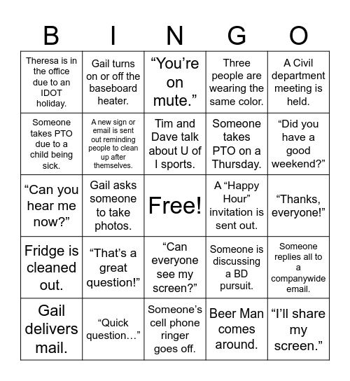 Epstein Bingo Card