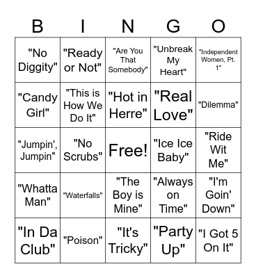 Throwback Thursday Bingo Card