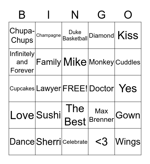 ** ~ Sherri and Mike ~ ** Bingo Card