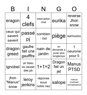 en vrac s7 Bingo Card