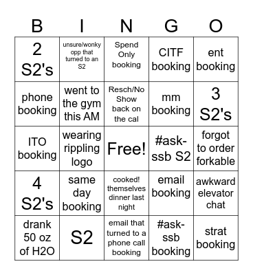 Inbound + Down Bingo Card