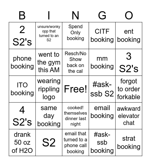 Inbound + Down Bingo Card