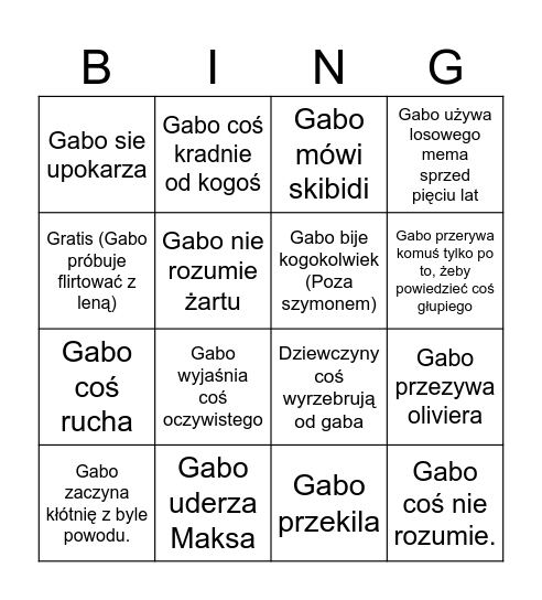 Gabingo Card