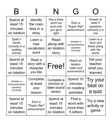 iStation Bingo Card