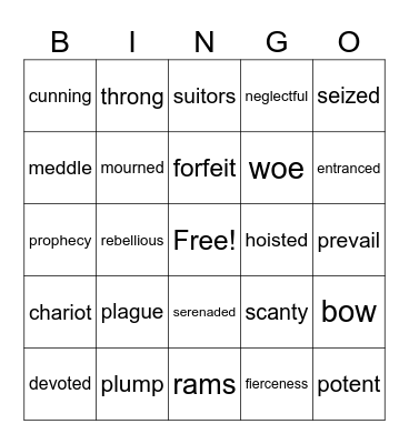The Iliad, Odyssey, and Other Greek Stories Bingo Card