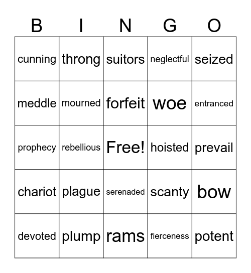 The Iliad, Odyssey, and Other Greek Stories Bingo Card