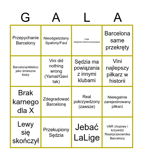 KAMIL GALA BINGO Card