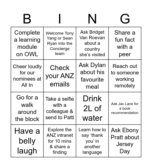 All In Bingo Card