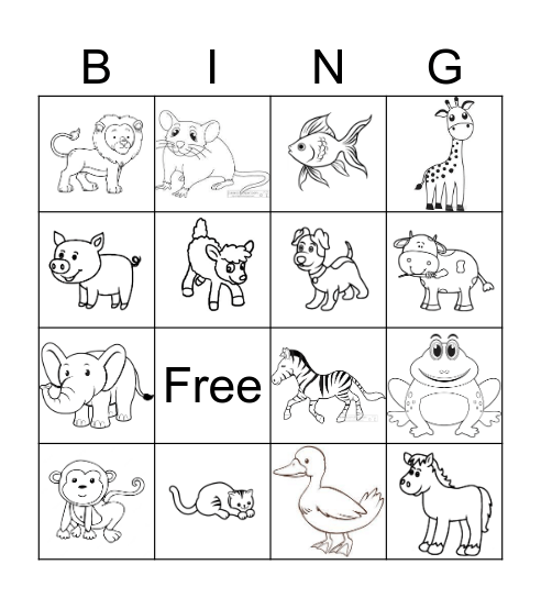 Family & Animals Bingo Card