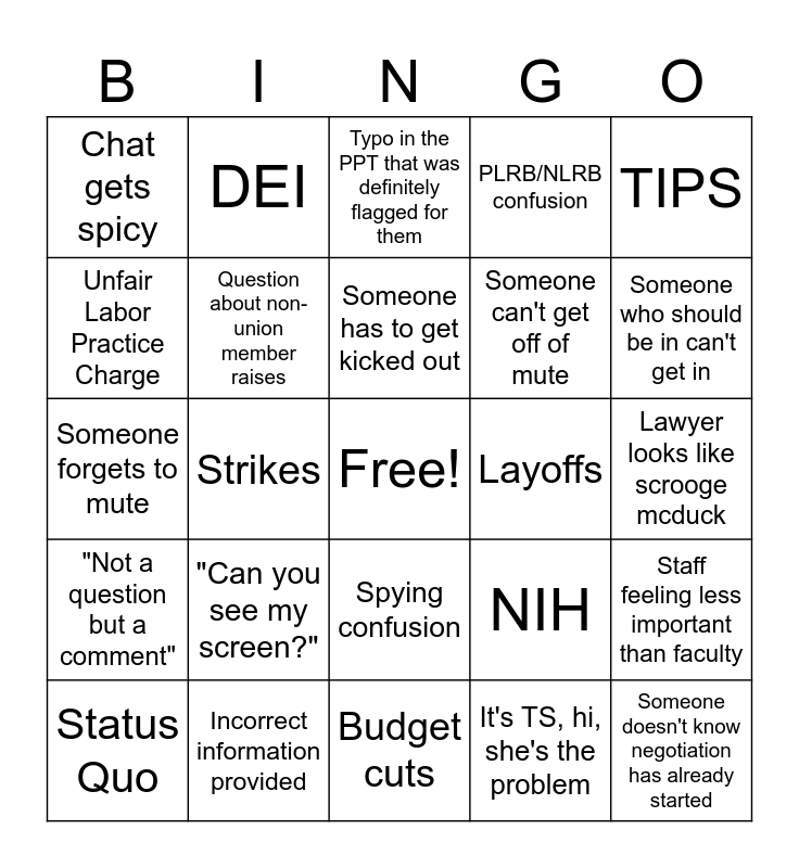 Supervisor Training Bingo Card