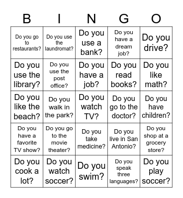 Do you...? Bingo Card