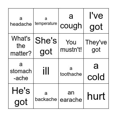 Kids Box unit 5 Bingo Card