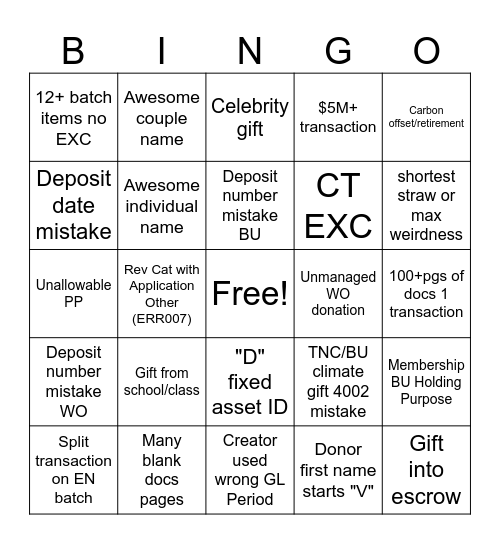 Untitled Bingo Card