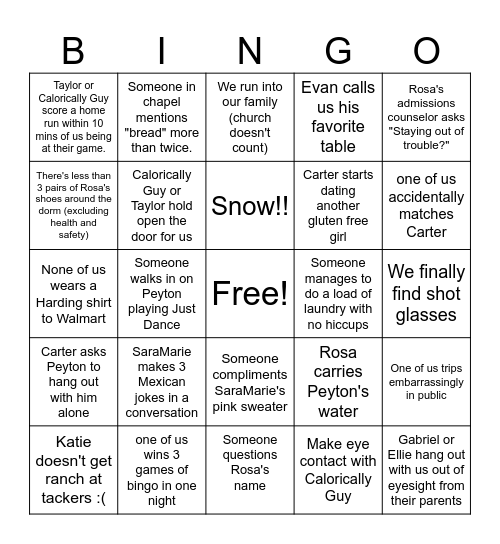 Christmas Light Cuties Bingo #1 Bingo Card