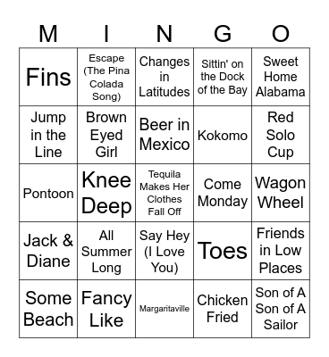 Margaritaville Bingo Card