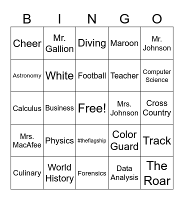 Student Appreciation Bingo Card