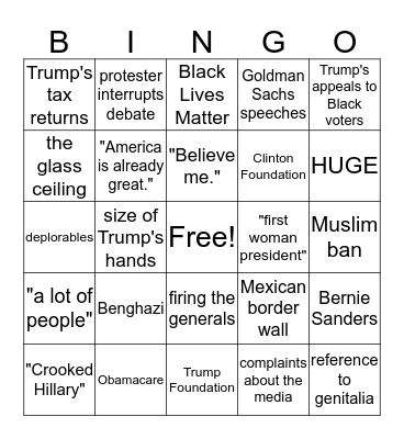 Debate Bingo Card