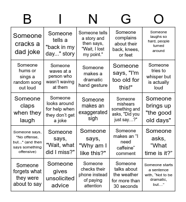 adult fun Bingo Card